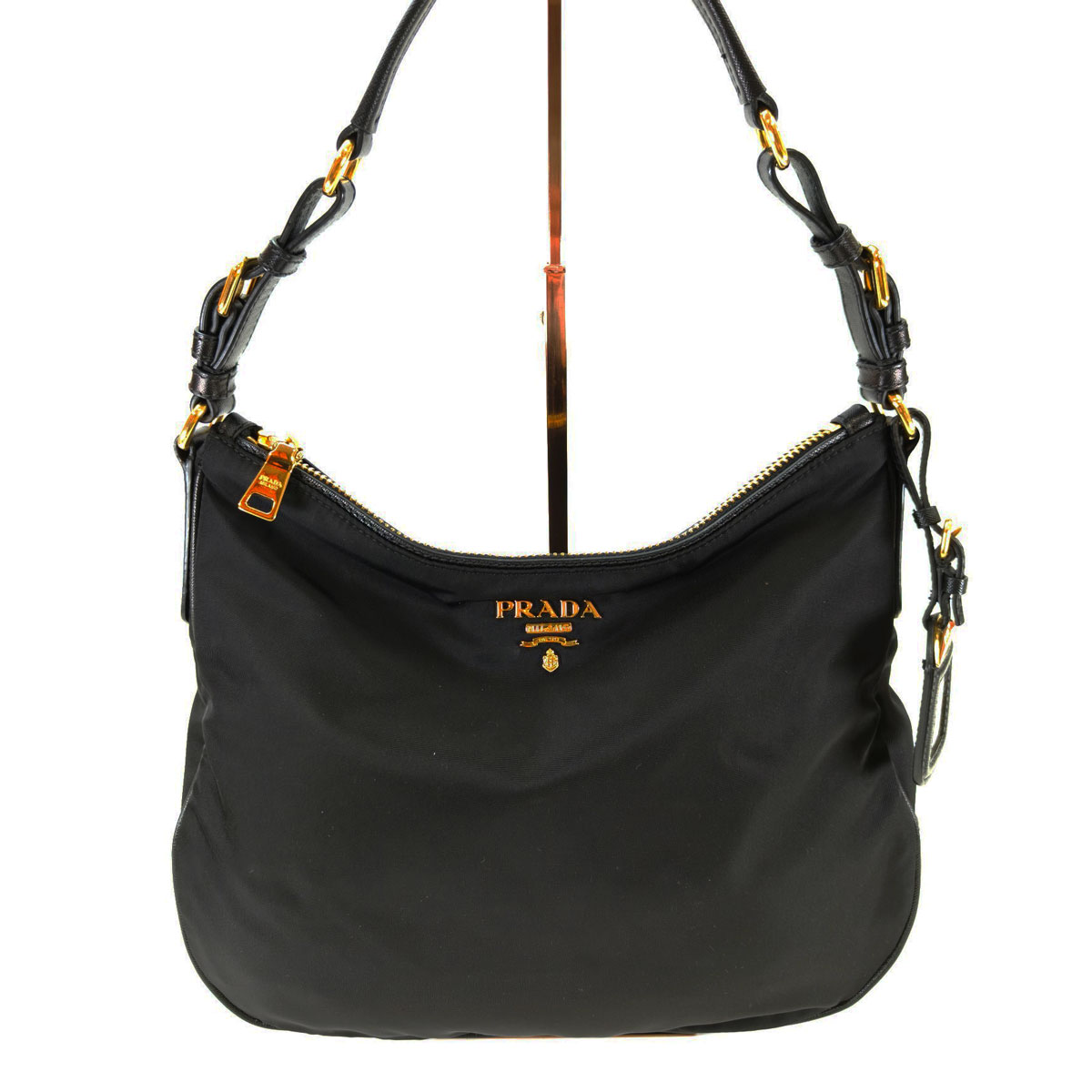 PRADA プラダ ナイロン ロゴプレート ショルダーバッグ ブラック PRADA