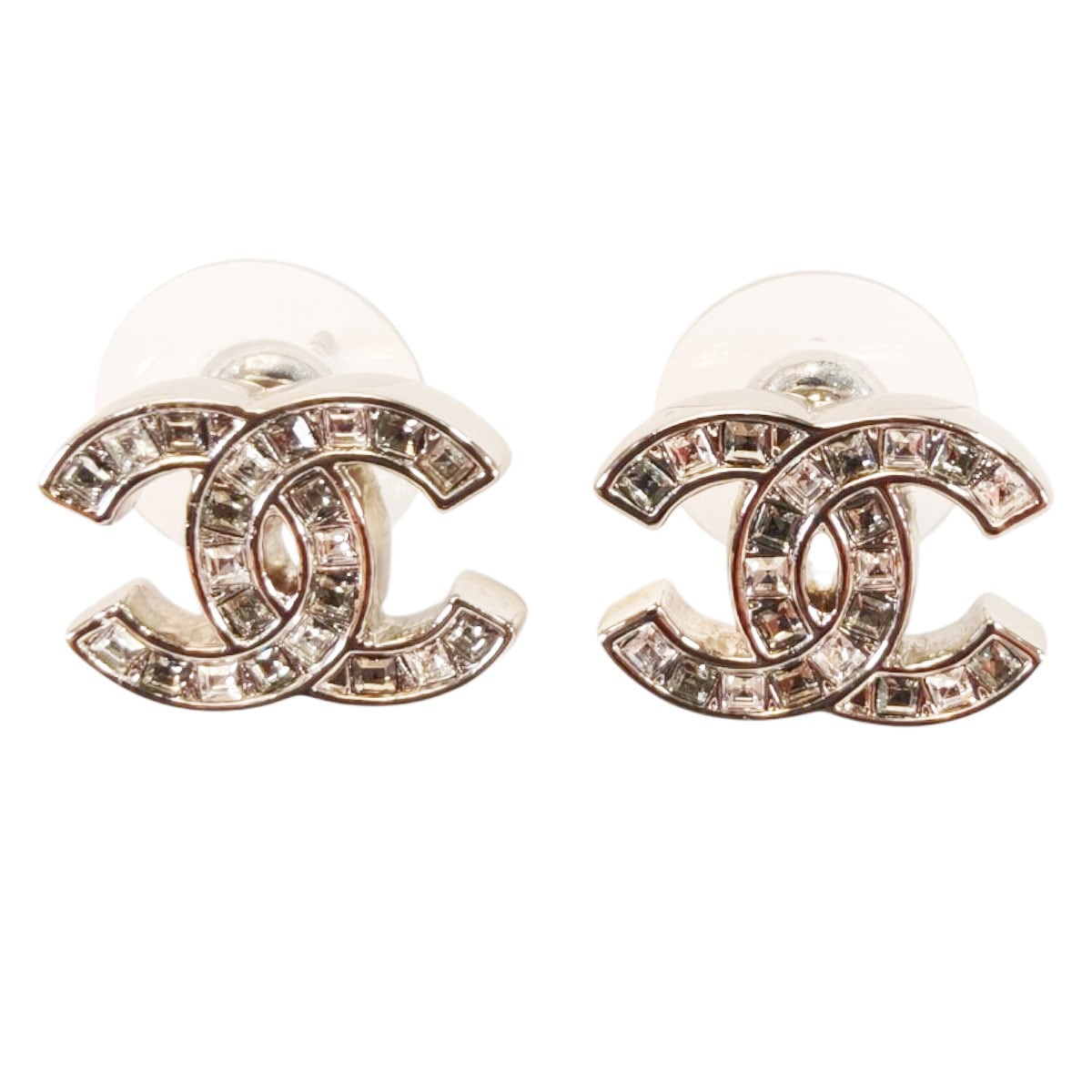 【美品】CHANEL ココマーク ピアス ブラック シルバー ラインストーン 美品】CHANEL ココマーク ピアス ブラック シルバー ラインストーン