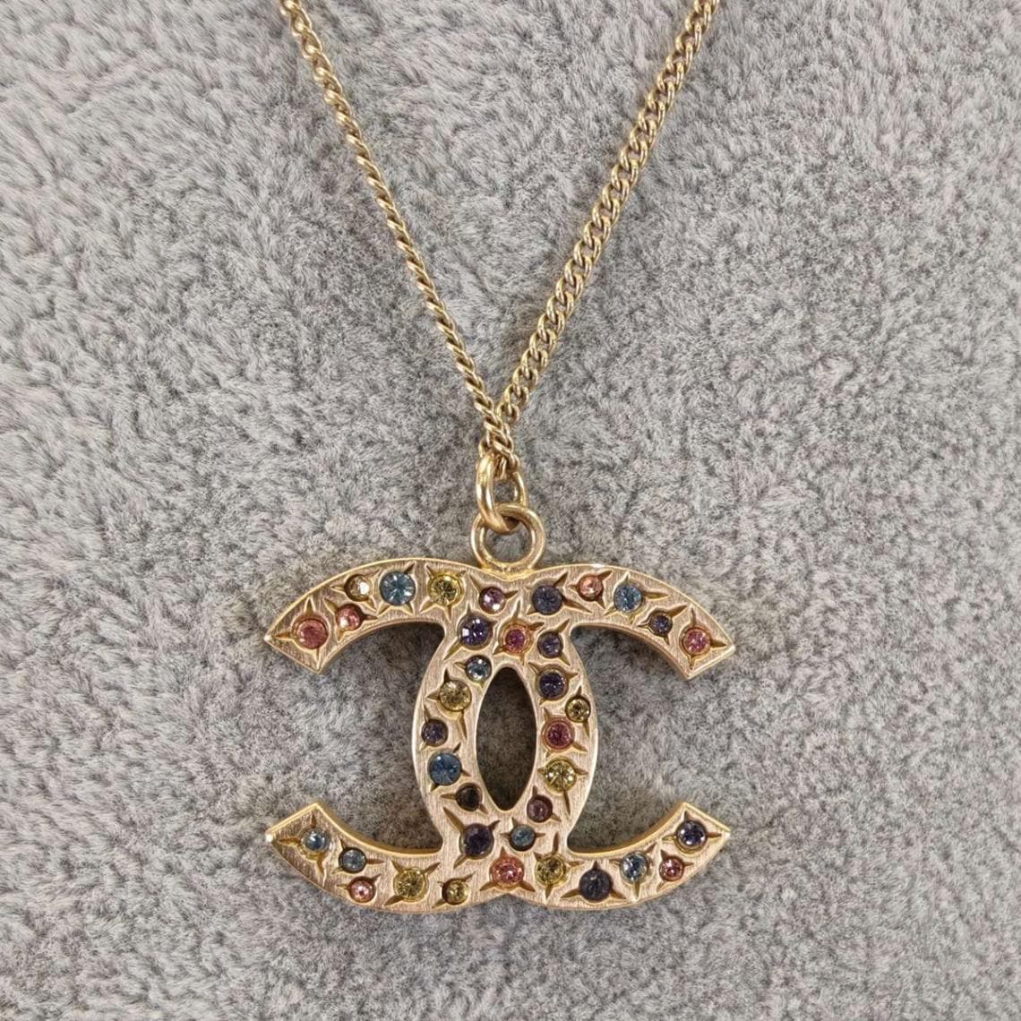 CHANEL ヴィンテージ モチーフ ネックレス ゴールド×クリアストーン