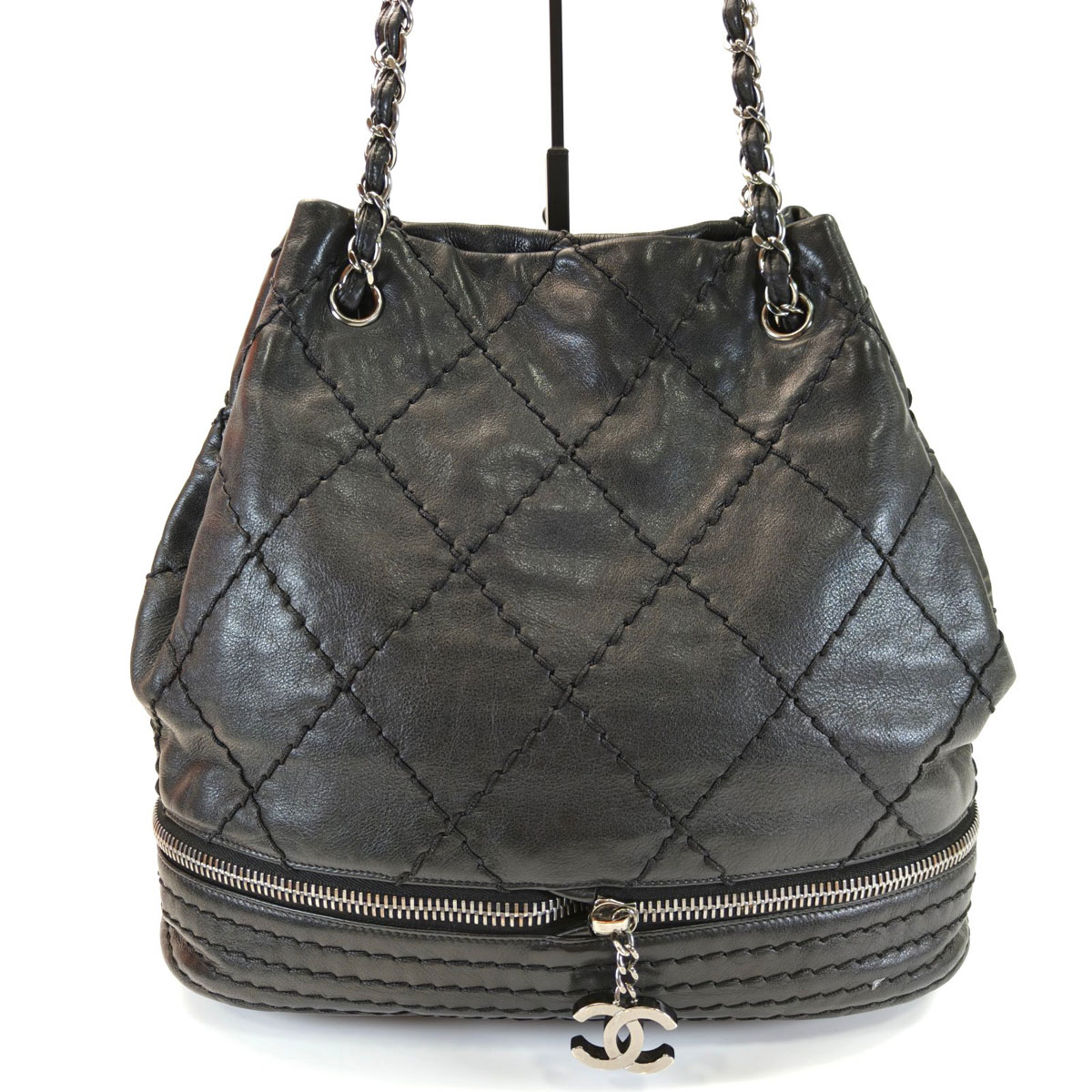 CHANEL シャネル ラムスキン チェーンショルダー トートバッグ 巾着