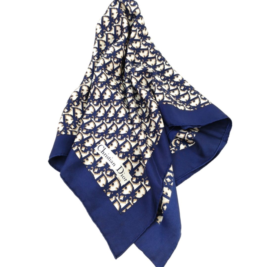 Christian Dior ディオール トロッター シルク スカーフ ネイビー 管理