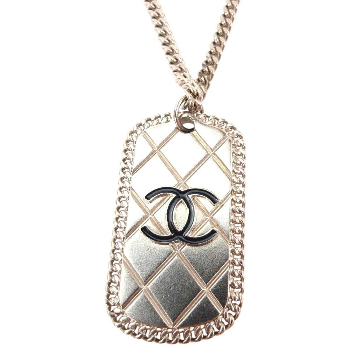 CHANEL シャネル 09P ココマーク マトラッセ プレート ネックレス