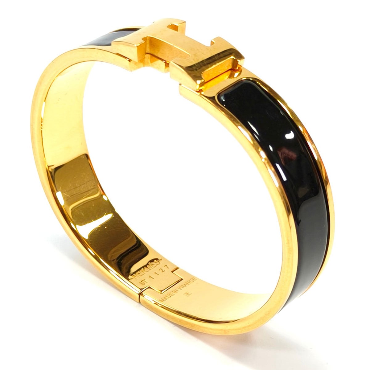 HERMES エルメス クリックH ブレスレット バングル ゴールド×ブラック