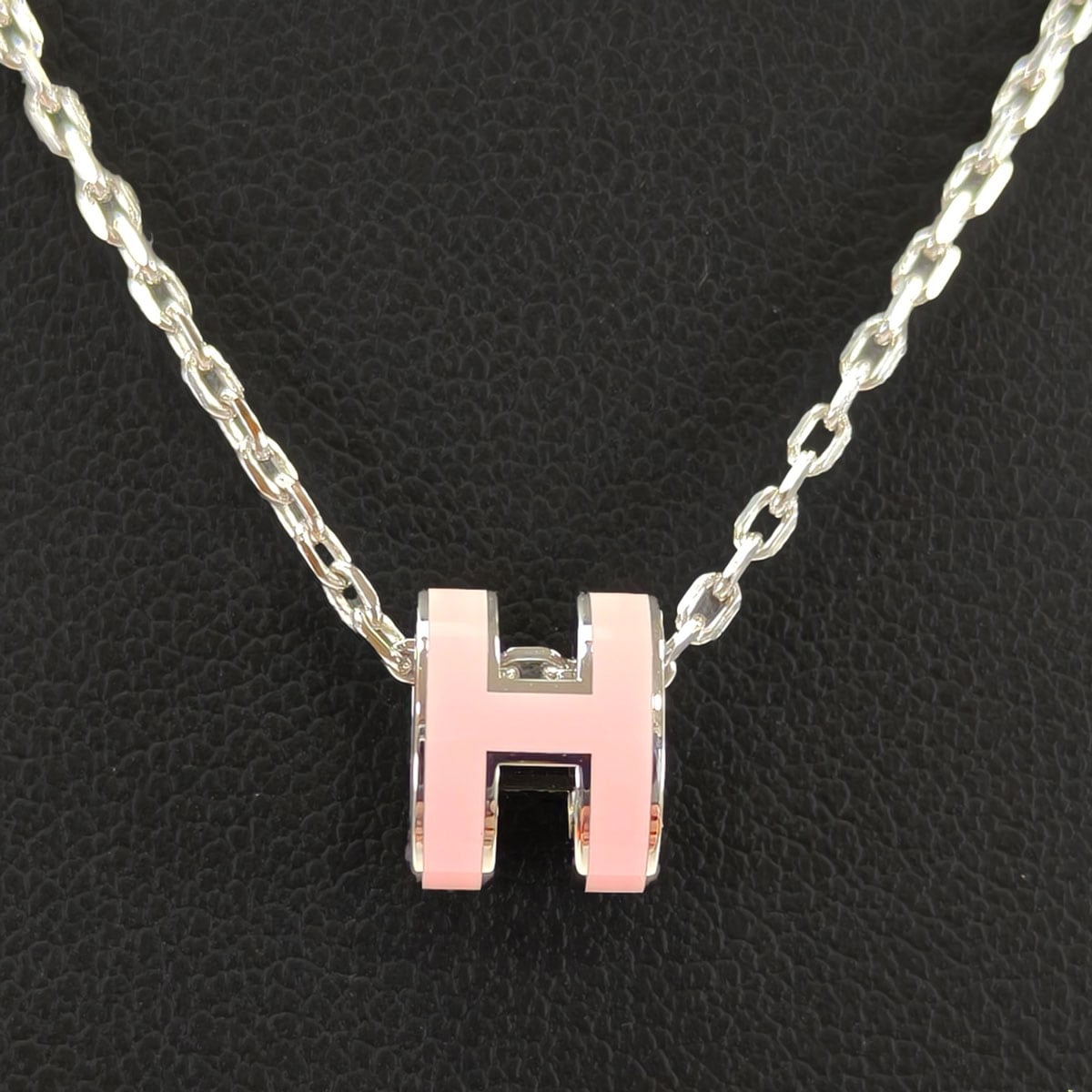 ★新品未使用★HERMES ミニ・ポップH シルバー×ローズ HERMES エルメス ミニ ポップH ネックレス シルバー×ピンク 管理番号