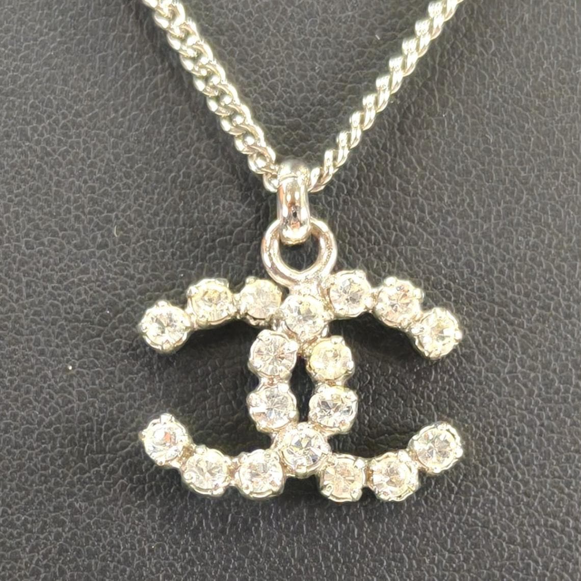 CHANEL シャネル ココマーク ラインストーン ネックレス シルバー 管理