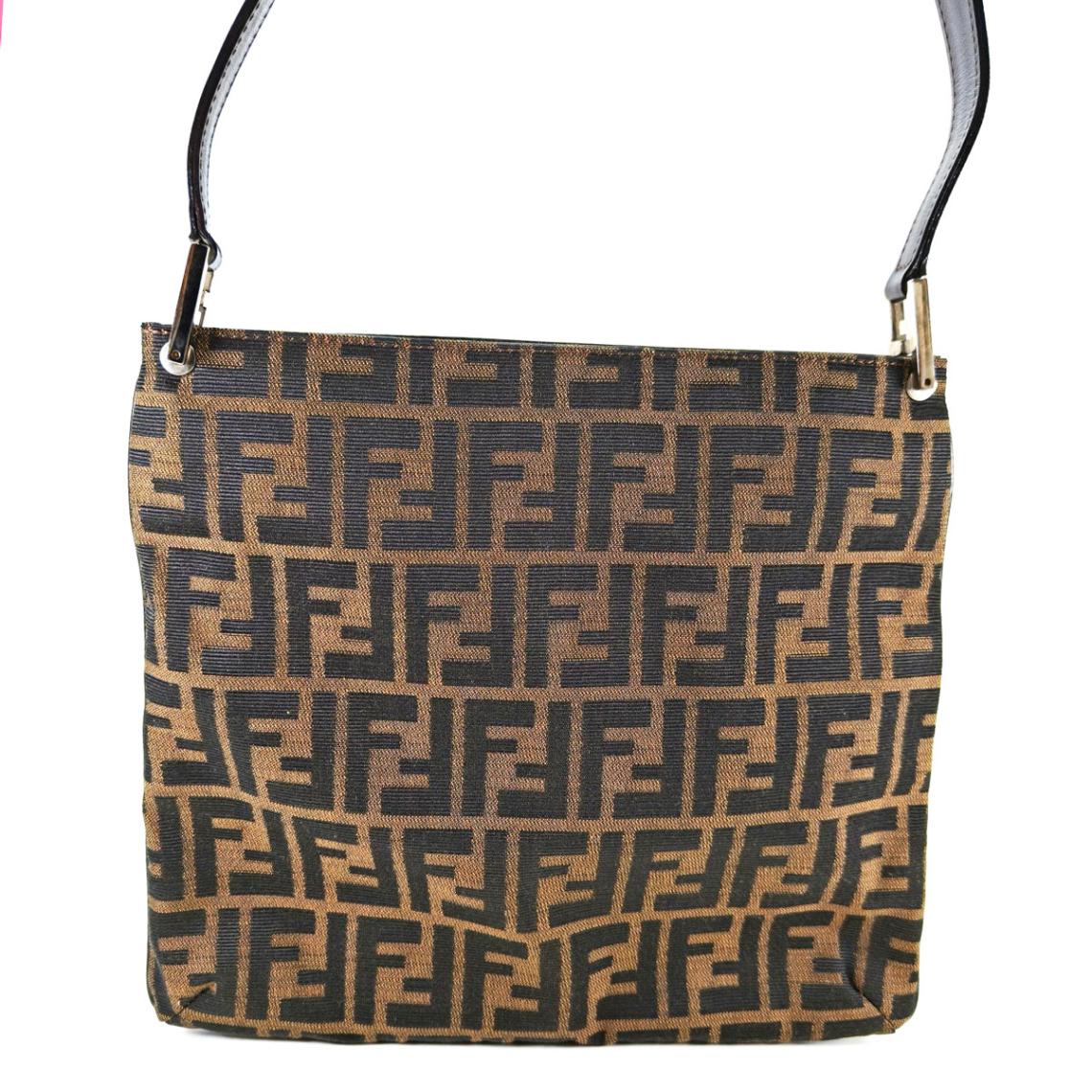 FENDI フェンディ ズッカ柄 キャンバス ショルダーバッグ ブラウン