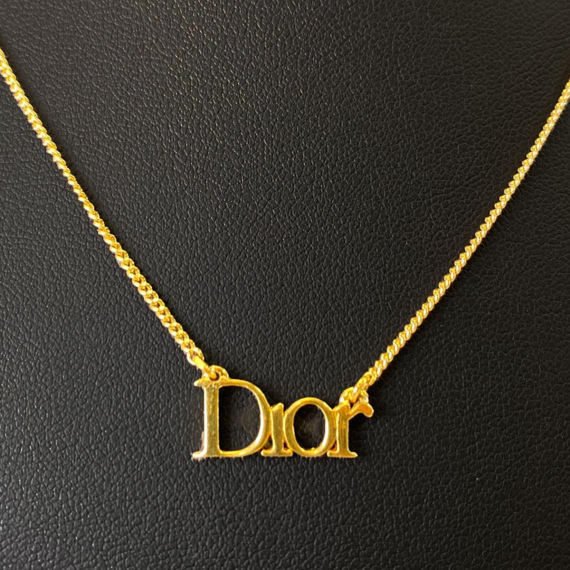 Christian Dior クリスチャンディオール ロゴ ネックレス ゴールド