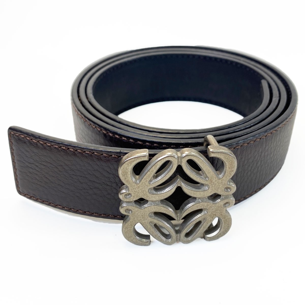 LOEWE ロエベ チャンキー アナグラム ベルト メンズ ダークブラウン