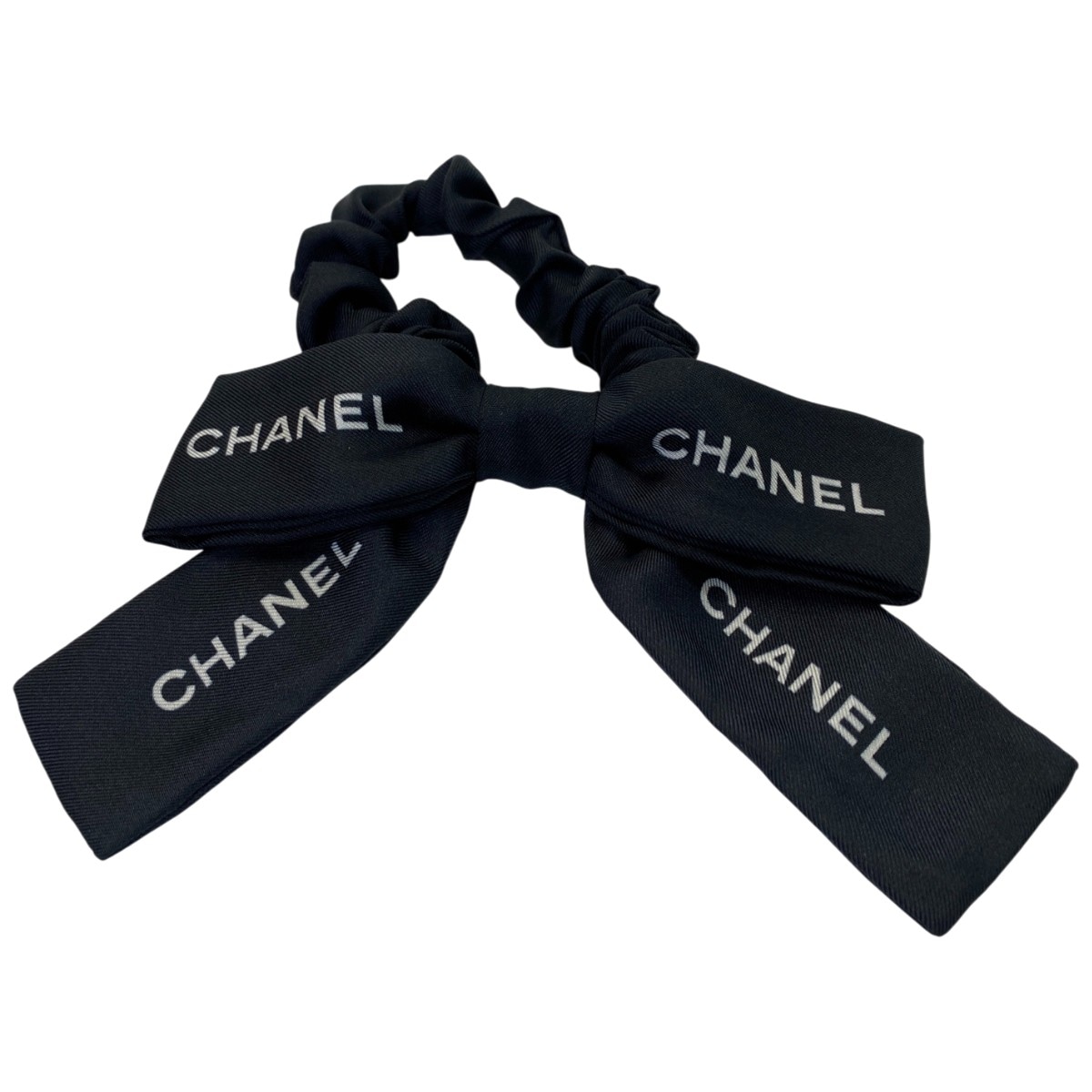 CHANEL シャネル リボンシュシュ ヘアゴム シルク ブラック 管理番号 CHANEL シャネル リボンシュシュ ヘアゴム シルク ブラック 管理番号