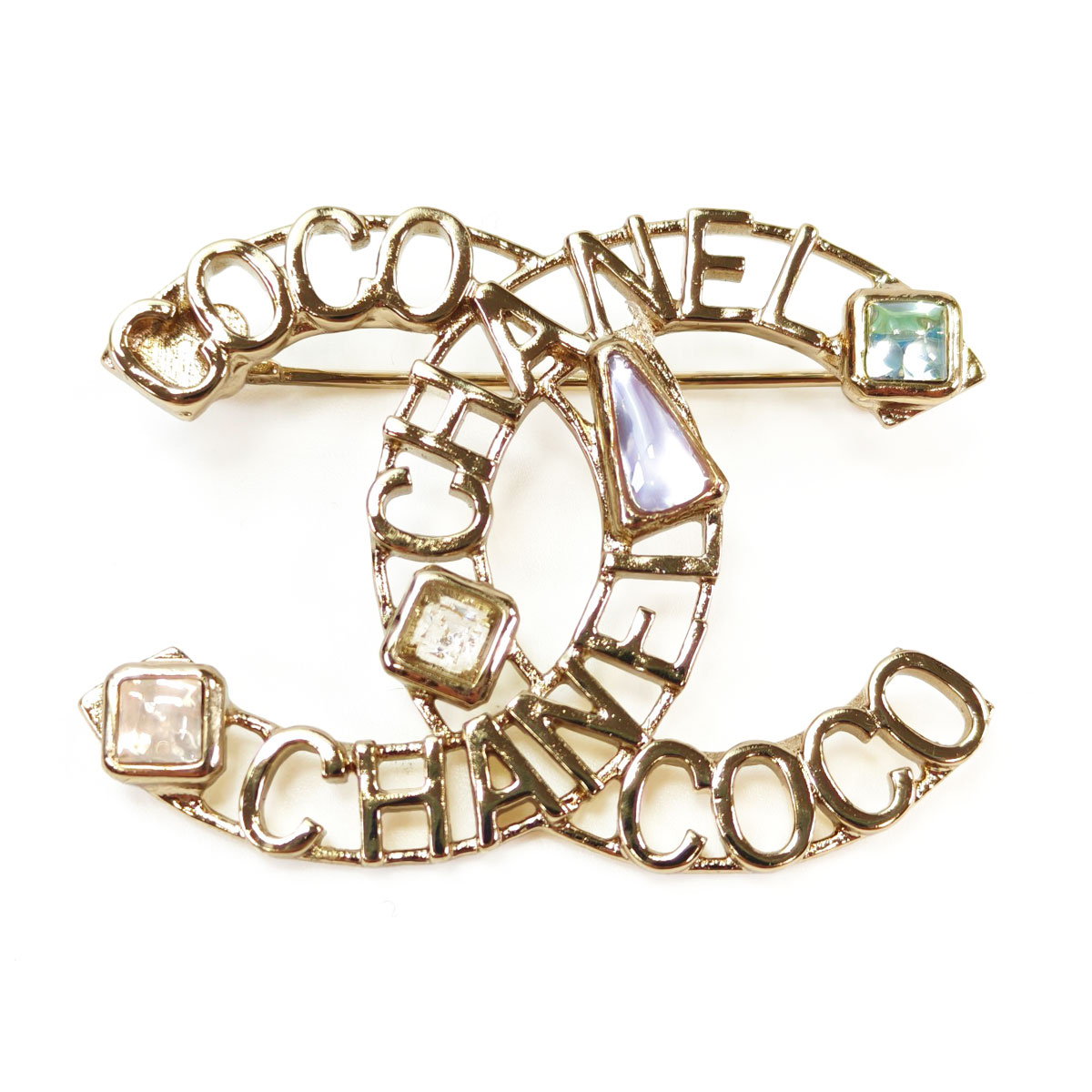 CHANEL シャネル ココマーク ブローチ ラインストーン ゴールド 管理