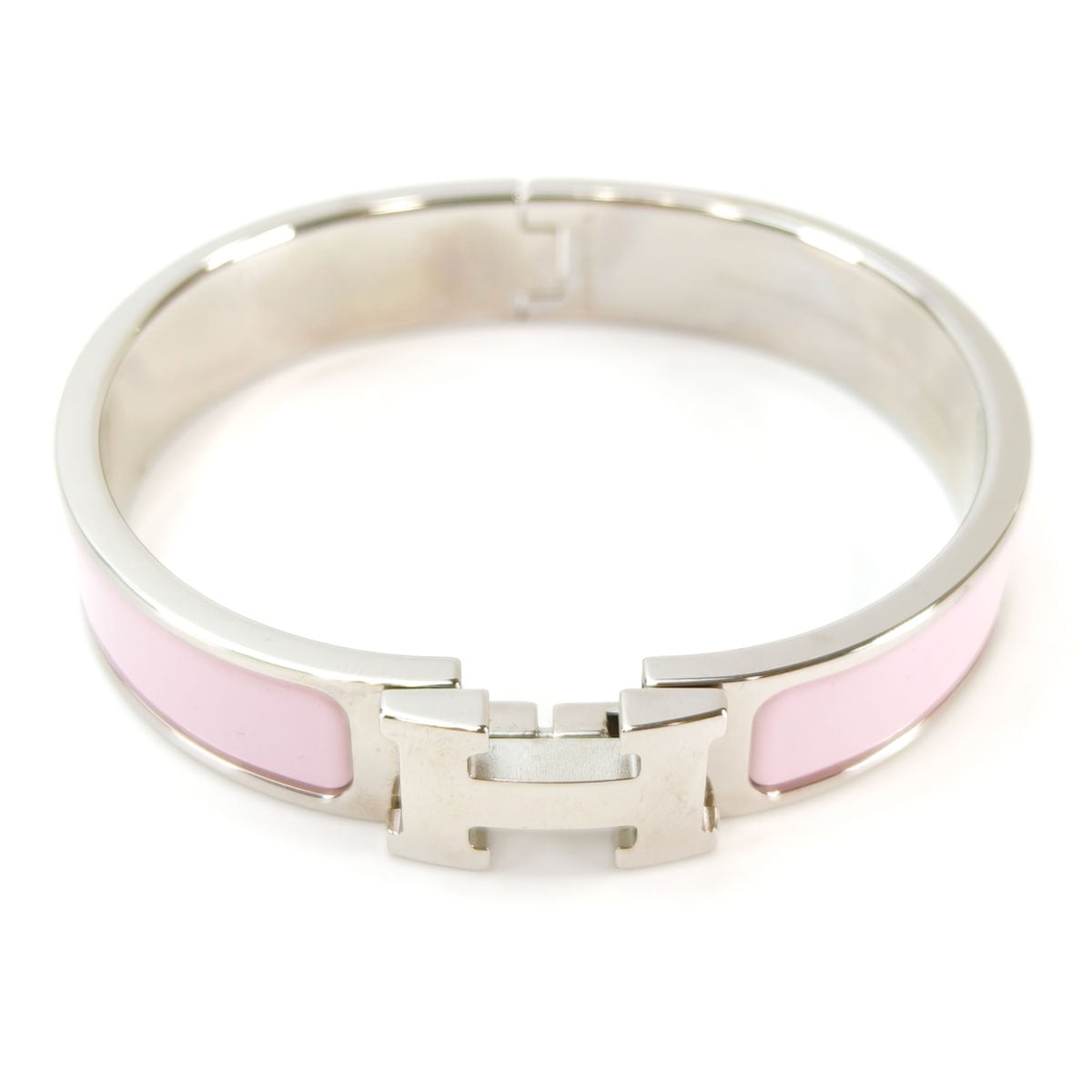 HERMES エルメス クリックH バングル ブレスレット シルバー×ピンク