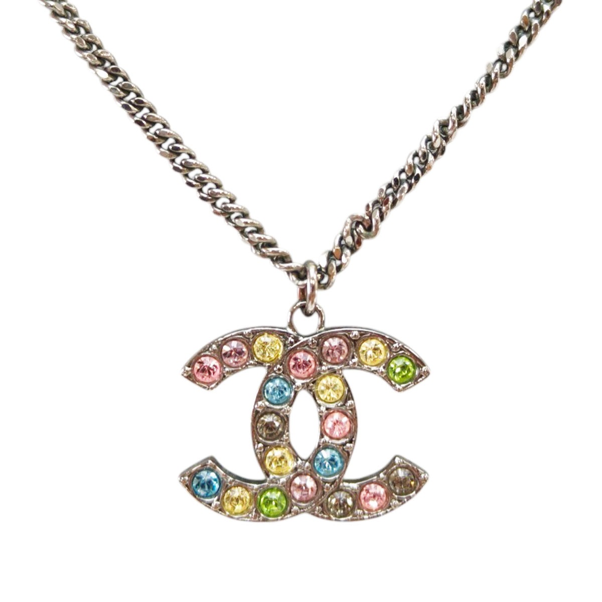 CHANEL シャネル ココマーク ラインストーン ネックレス マルチカラー