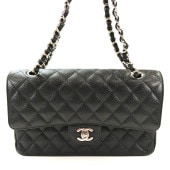 CHANEL ����ͥ� �ޥȥ�å�25 W�ե�å� �������󥷥������Хå� �֥�å� �����ֹ桧11051