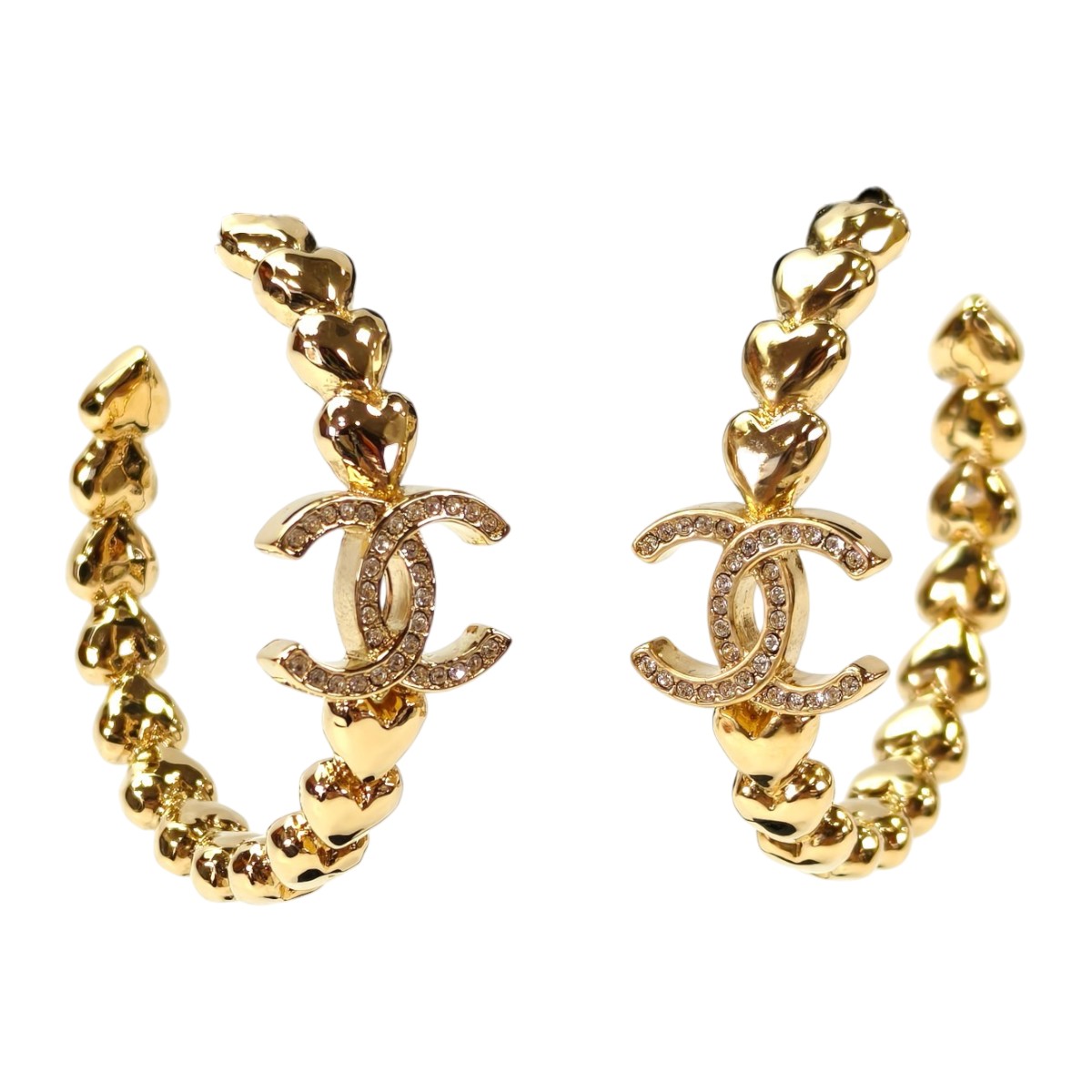 CHANEL ゴールド フープピアス 中古・古着通販】CHANEL (シャネル) ココマーク フープピアス ゴールド