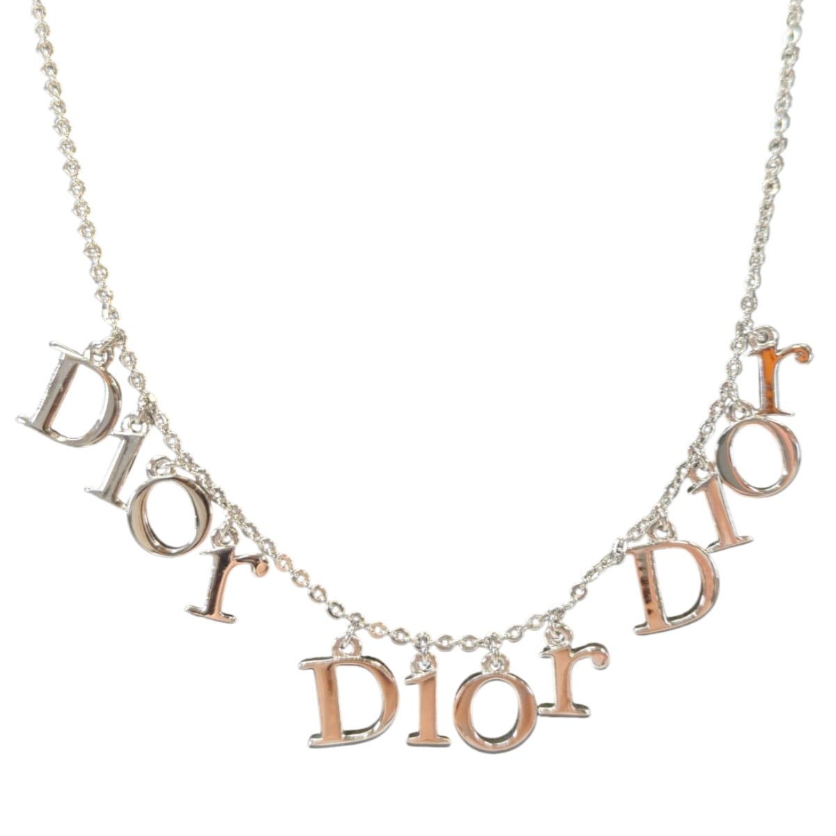 Christian Dior ディオール ロゴ チャーム ネックレス シルバー 管理