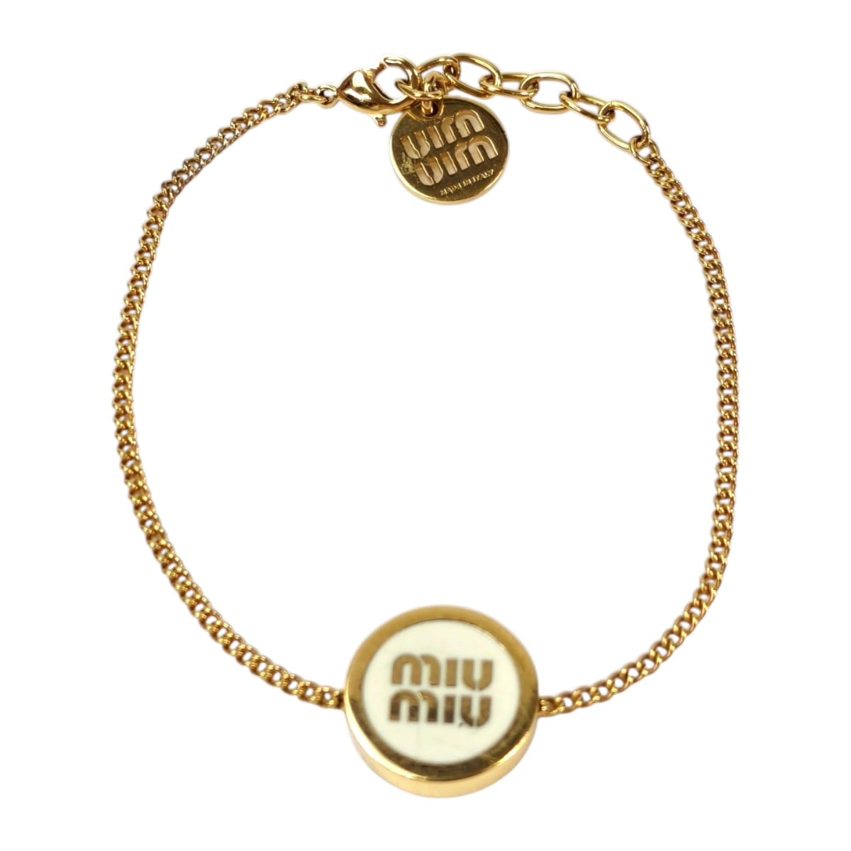 MIUMIU ミュウミュウ ロゴチャーム付き ブレスレット ゴールド