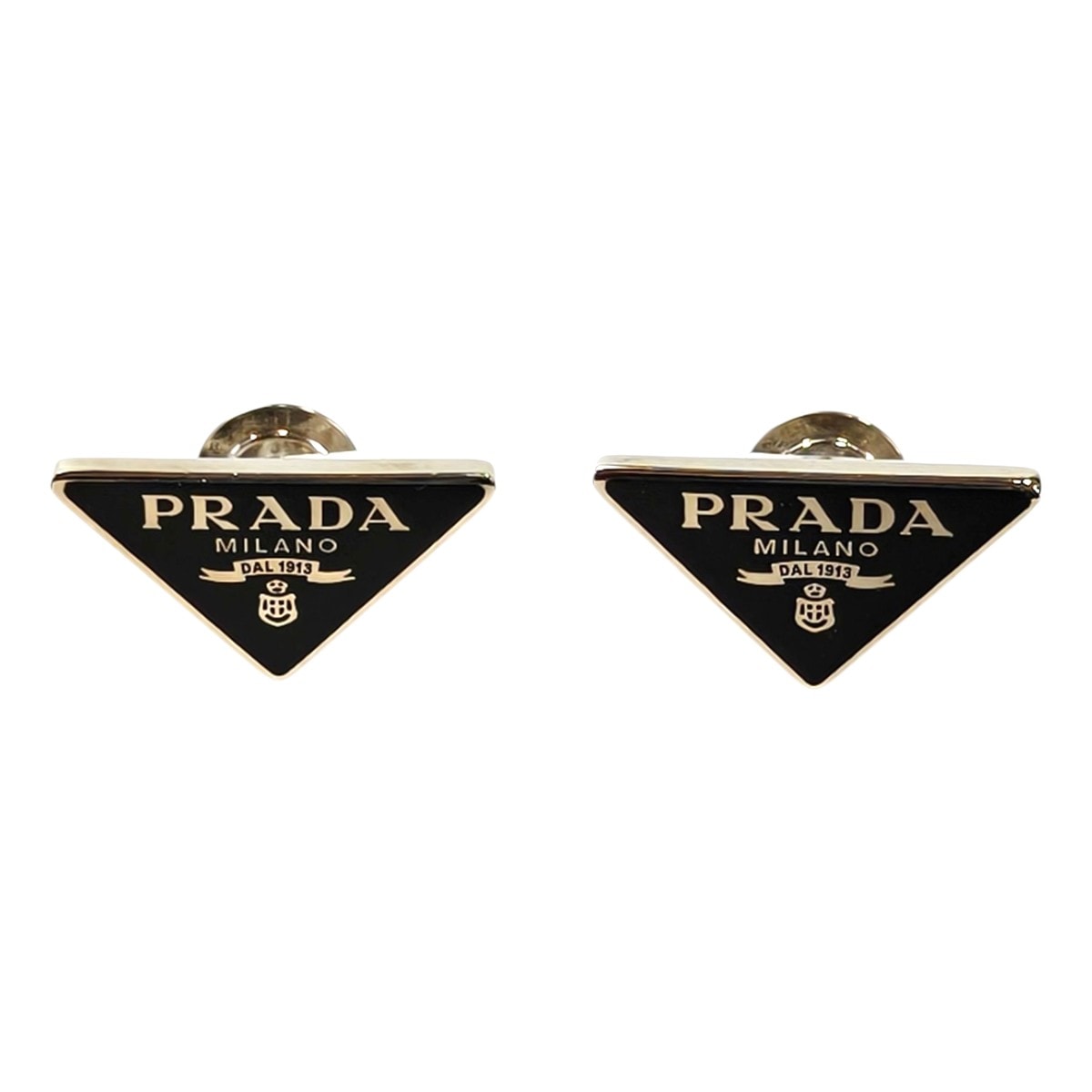 PRADA プラダ トライアングルロゴ ピアス ブラック×シルバー 管理番号