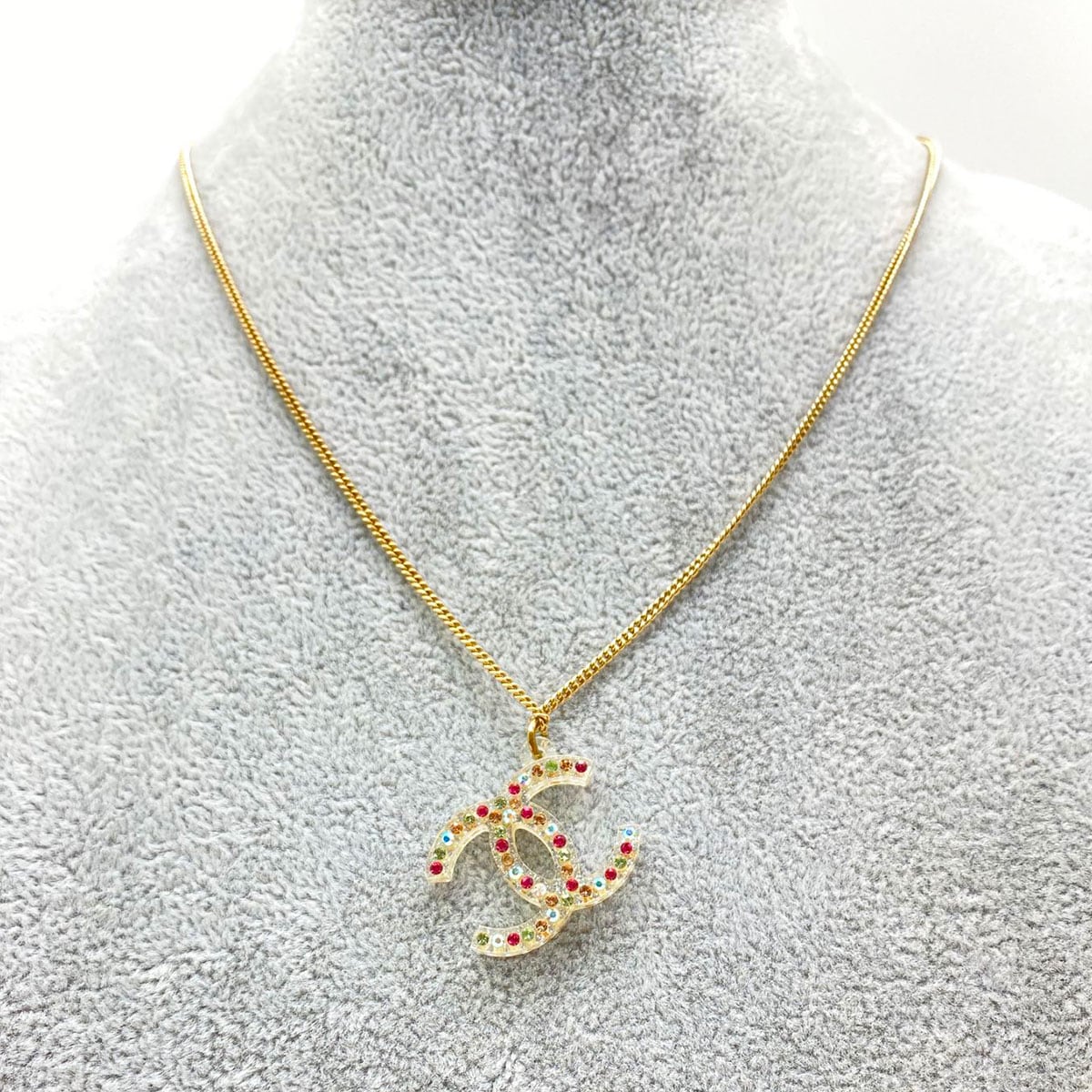 シャネル CHANEL ココマークネックレス マルチカラー ラインストーン