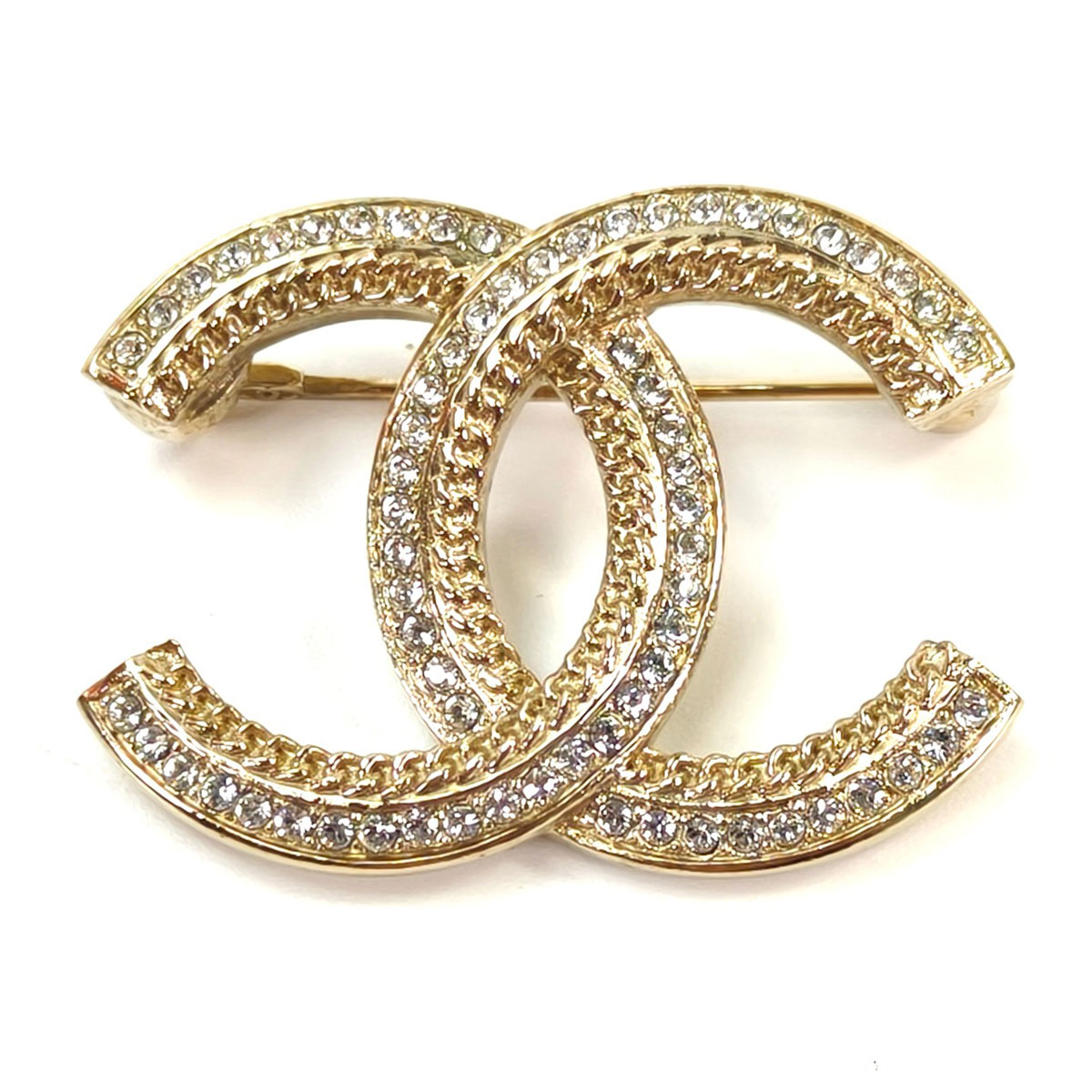 CHANEL シャネル ココマーク ラインストーン ブローチ CHANEL シャネル ココマーク ラインストーン ブローチ ゴールド 管理
