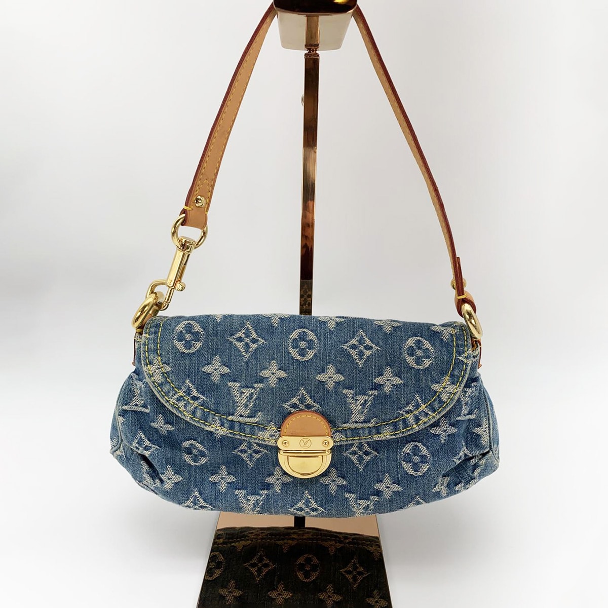 LOUIS VUITTON デニムプリーティ ハンドバッグ LOUIS VUITTON ルイヴィトン プリーティ モノグラムデニム