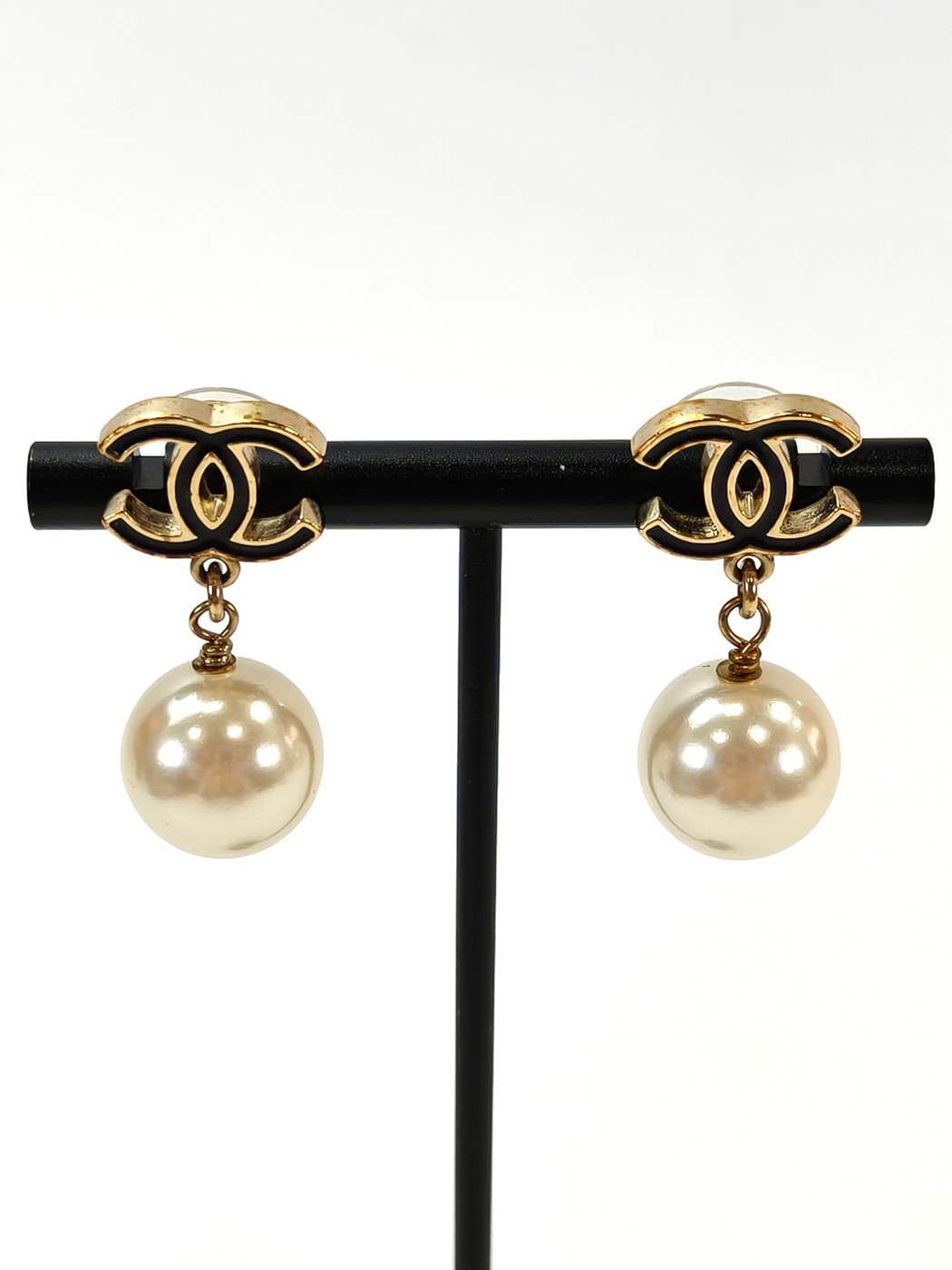 CHANEL シャネル ココマーク パール ピアス ブラック 管理番号：8614