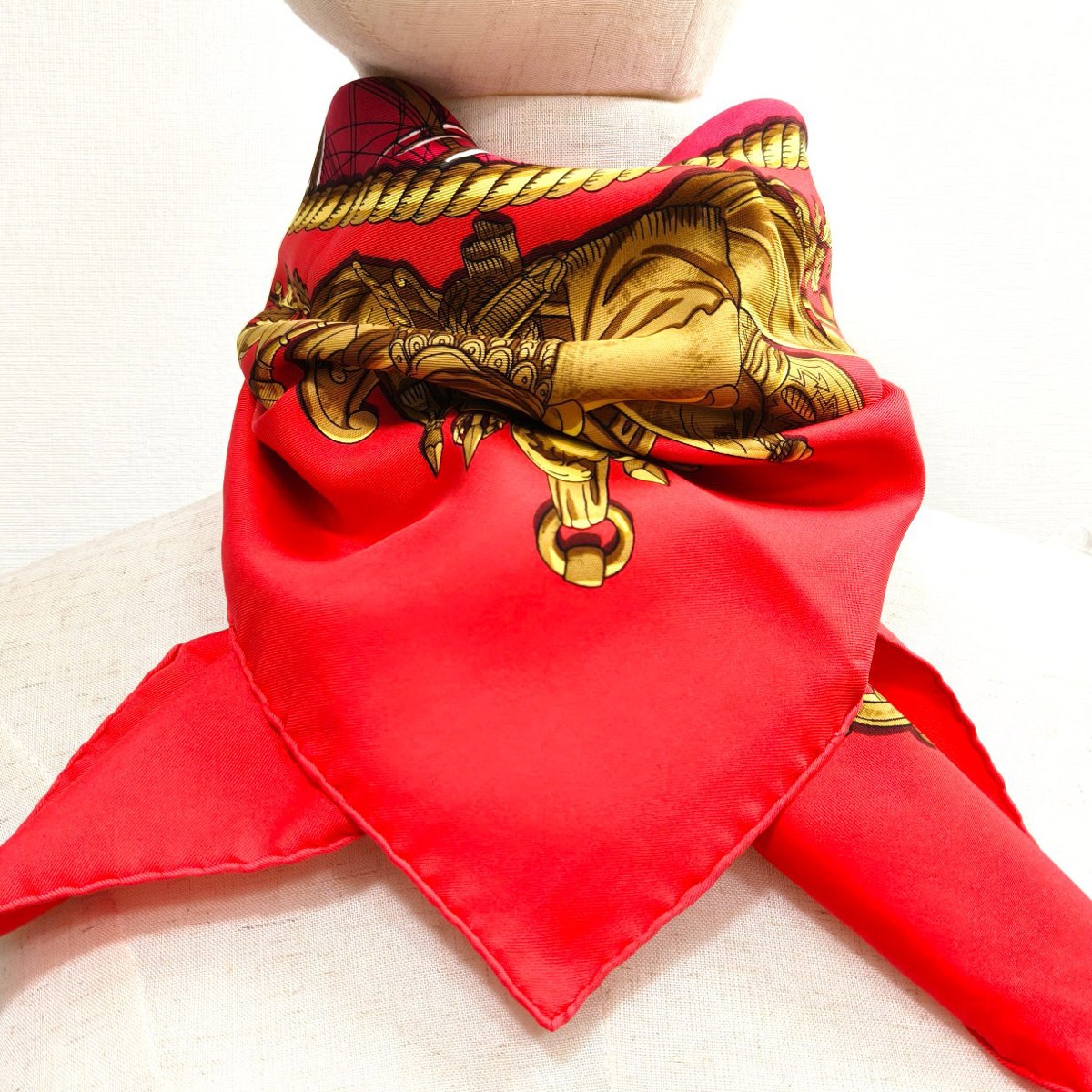 HERMES エルメス カレ90 MARINE ET CAVALERIE 海と騎兵隊 シルク