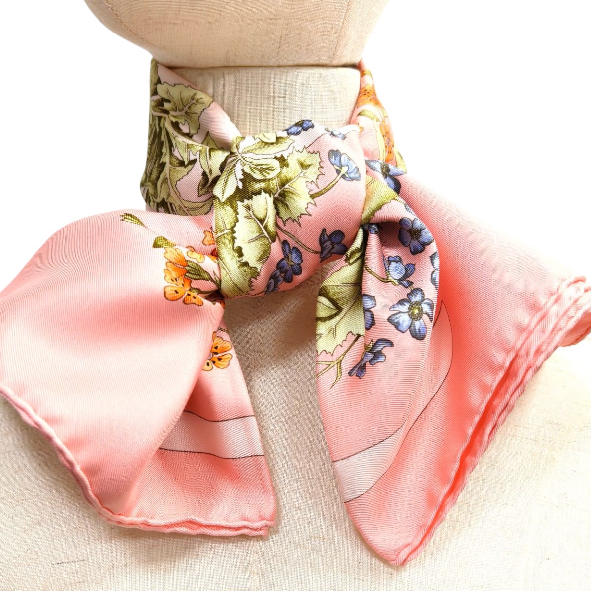 HERMES エルメス カレ90 LA PRAIRIE 草原 シルク スカーフ ピンク 管理