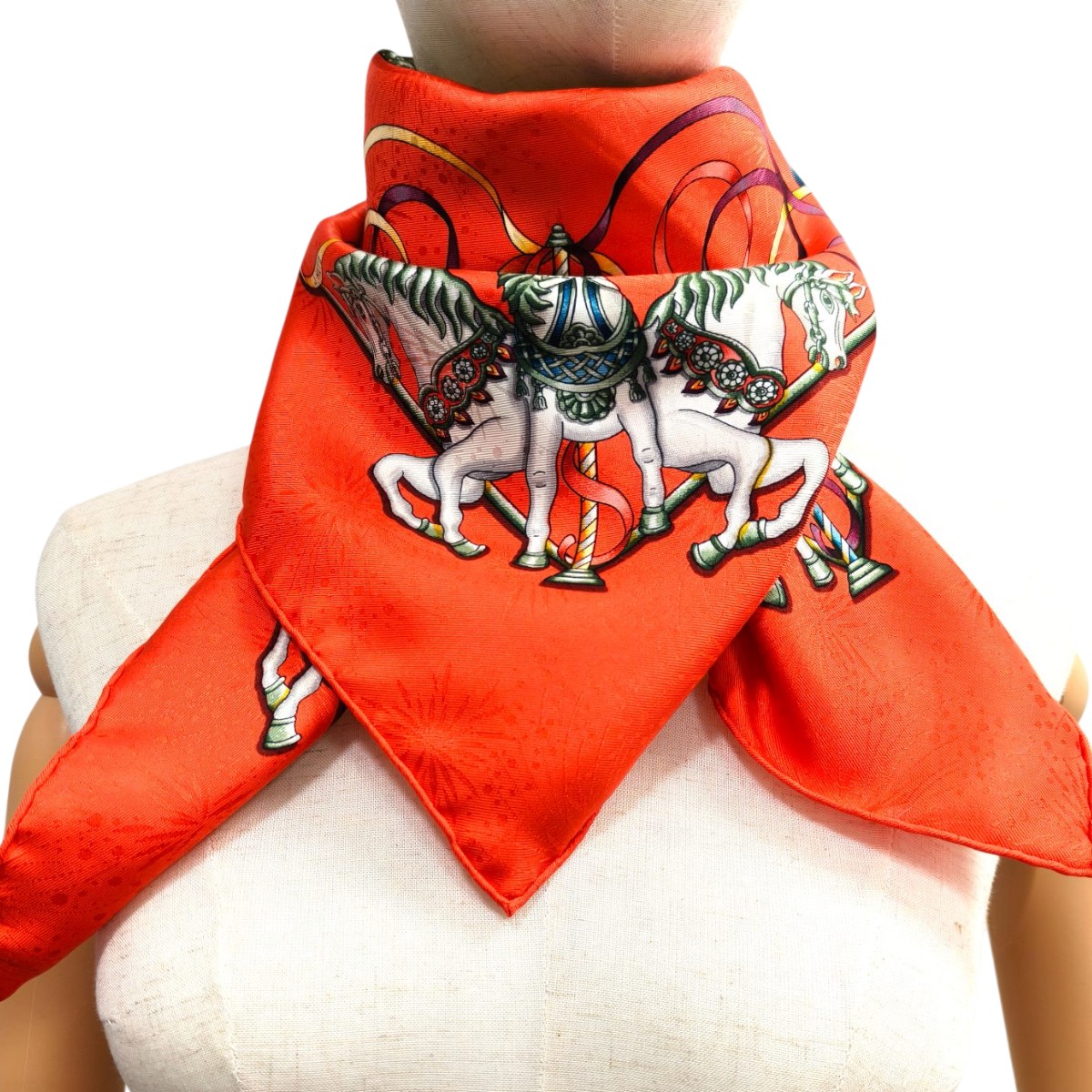 HERMES エルメス カレ90 LUNA PARK 遊園地 メリーゴーランド シルク