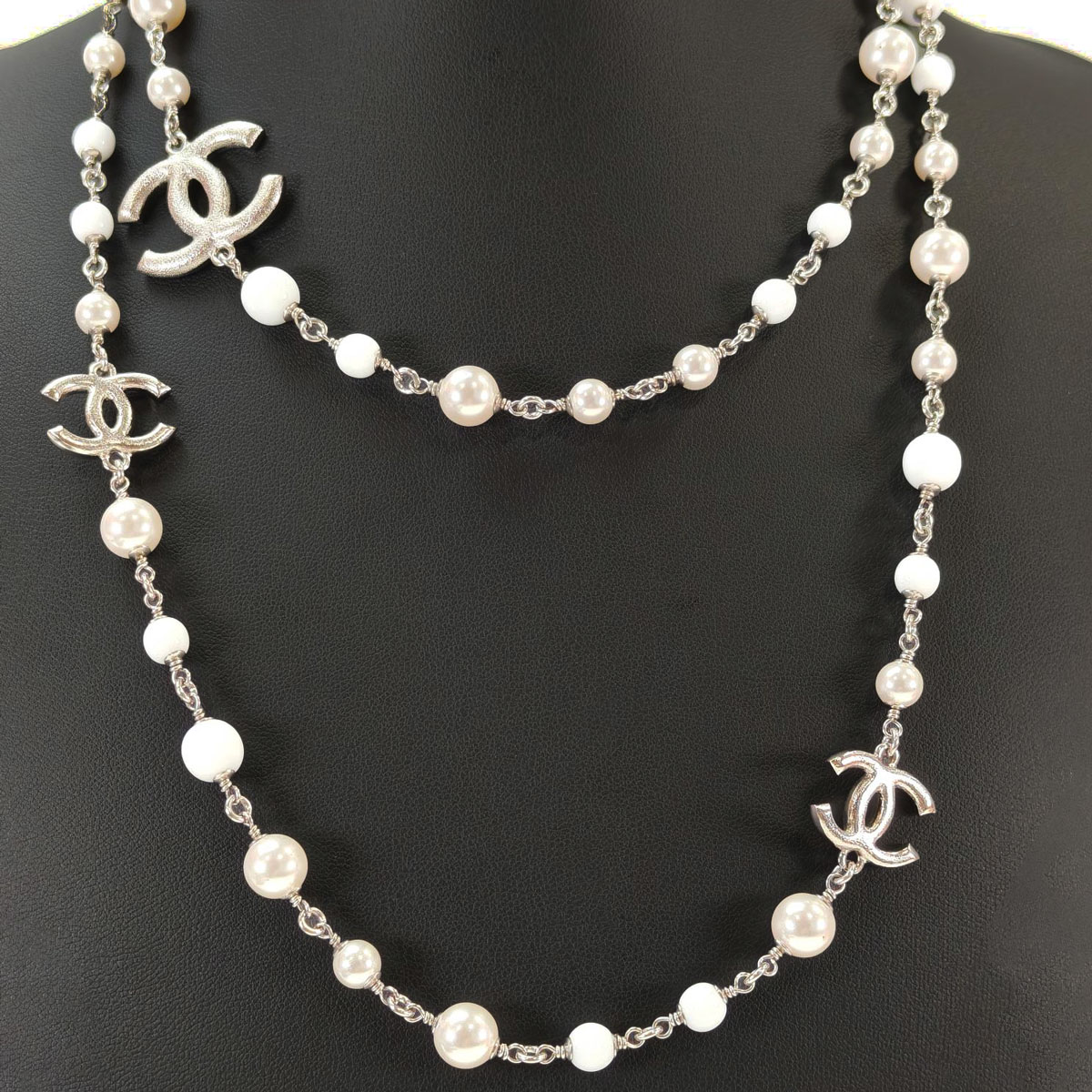 CHANEL シャネル ココマーク パール ロング ネックレス シルバー 管理