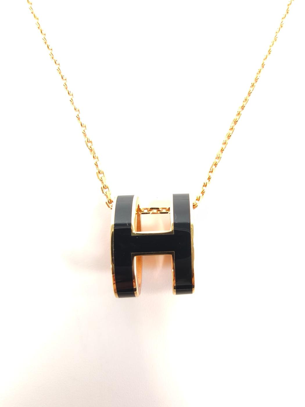 HERMES エルメス ポップH ネックレス ペンダント ブラック×ゴールド