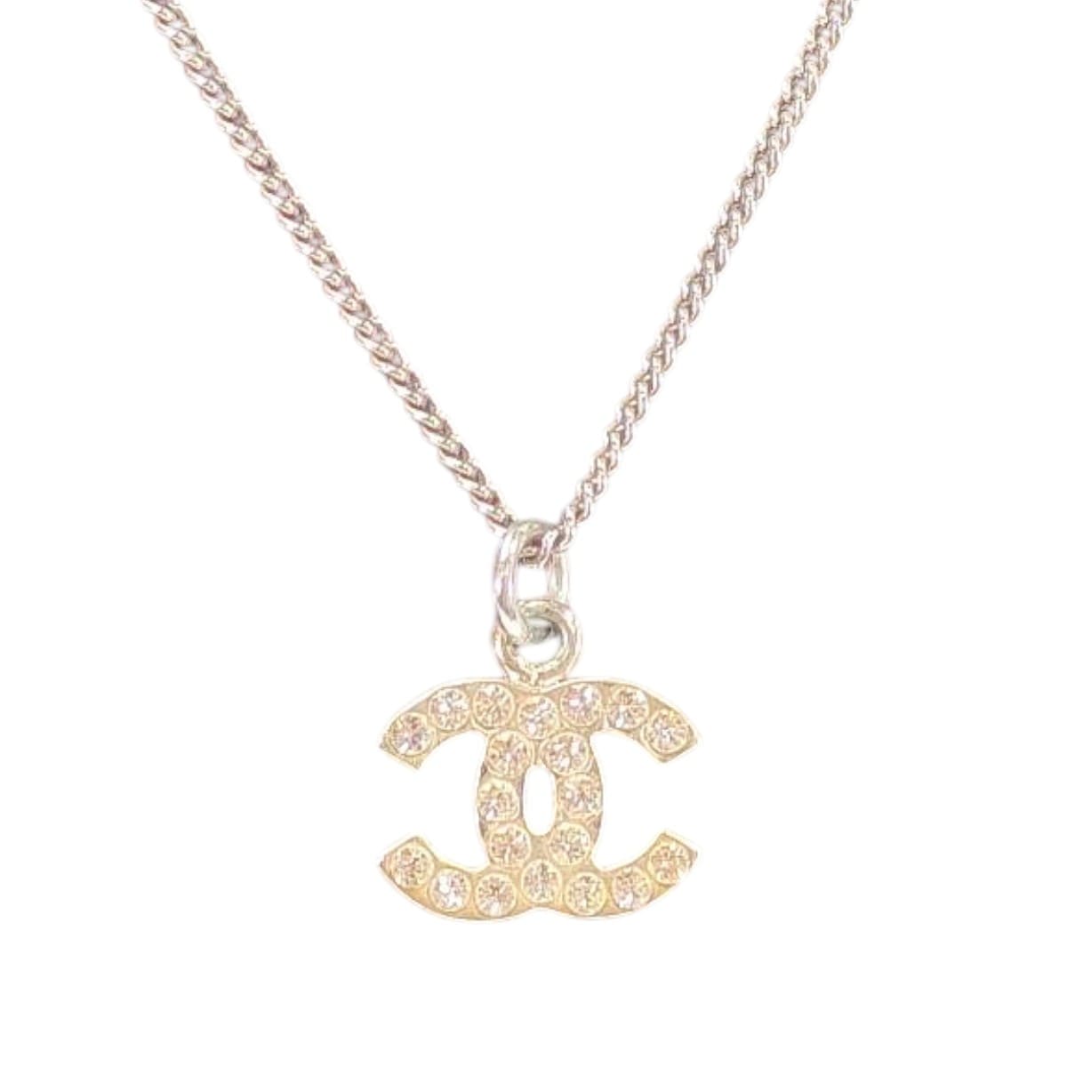 CHANEL シャネル ココマーク ラインストーン ネックレス シルバー 管理