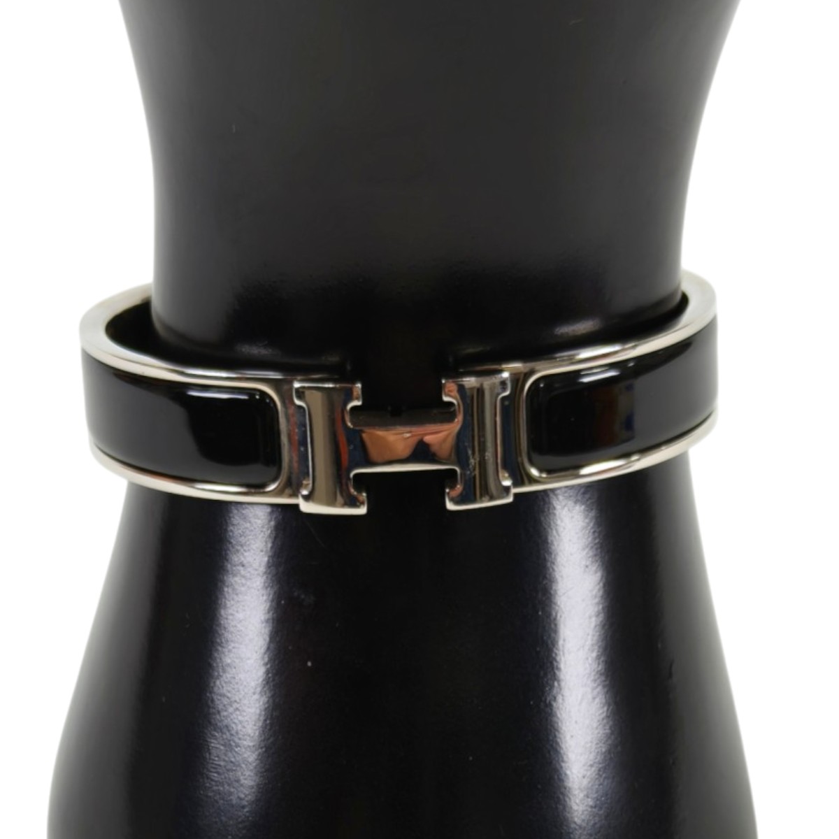 HERMES エルメス クリックH ブレスレット バングル シルバー×ブラック