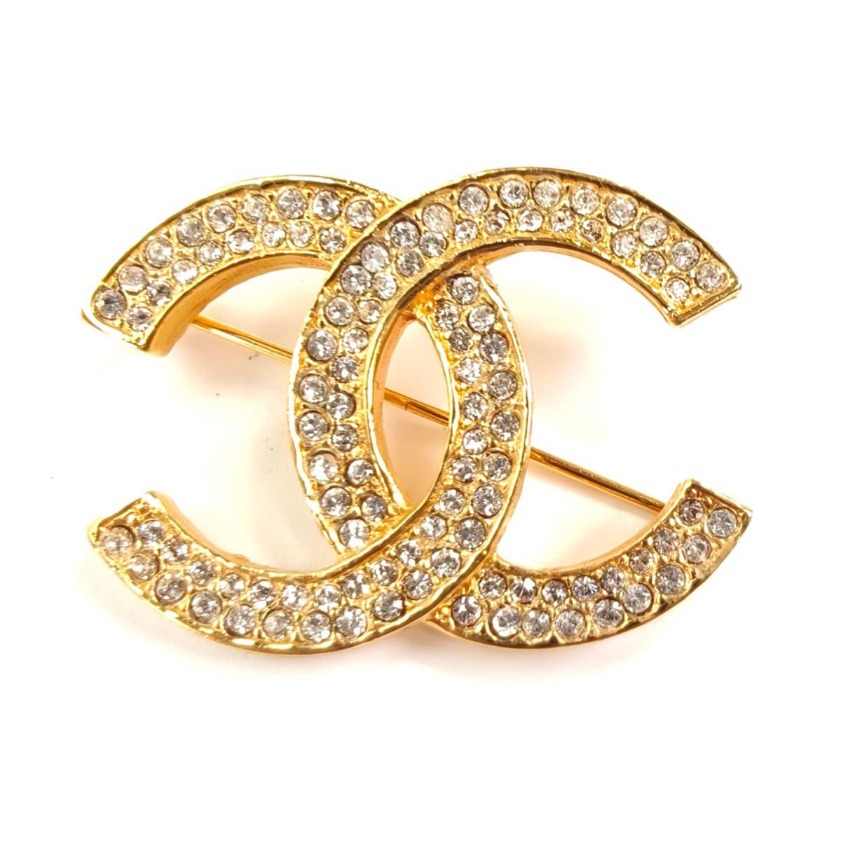 CHANEL シャネル ココマーク ラインストーン ブローチ ゴールド 管理