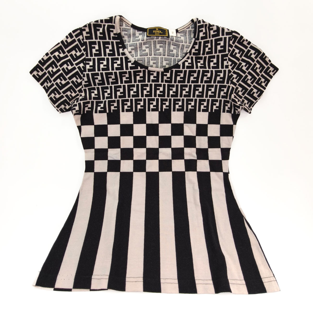 FENDI �ե���ǥ� ���� ���� T����� Ⱦµ �֥�å� �����ܥ꡼ #42 �����ֹ桧9884