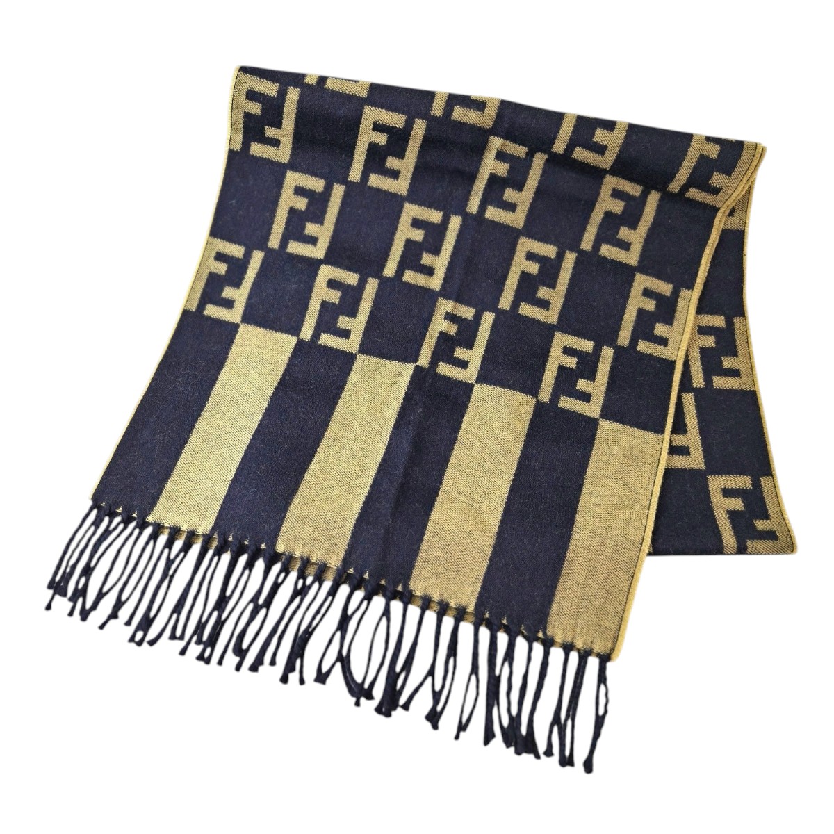 FENDI ズッカ マフラー ストライプ マフラー 黒 管理番号：11804