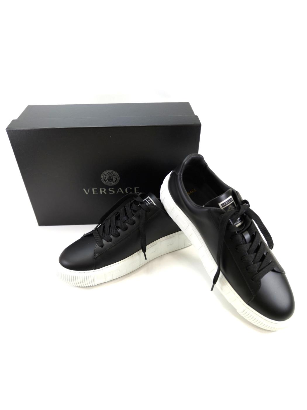 VERSACE �����륵������ ���쥫 �������å� ���ˡ����� 43������ 28cm �֥�å� �����ֹ桧10409