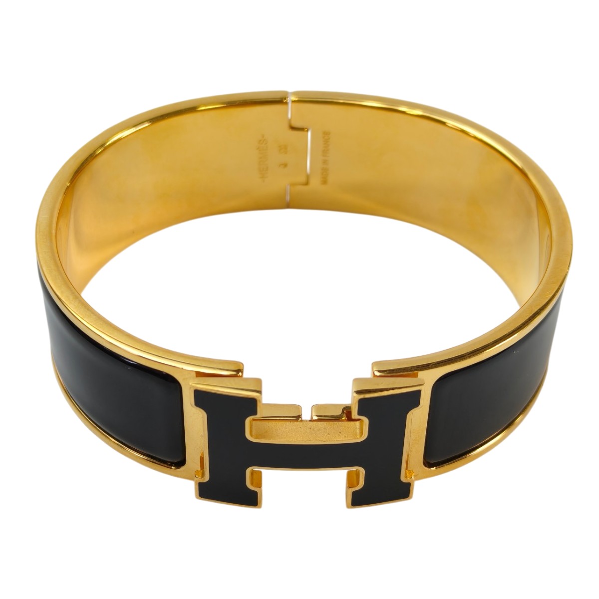 HERMES エルメス クリックH ブレスレット バングル ゴールド×ブラック