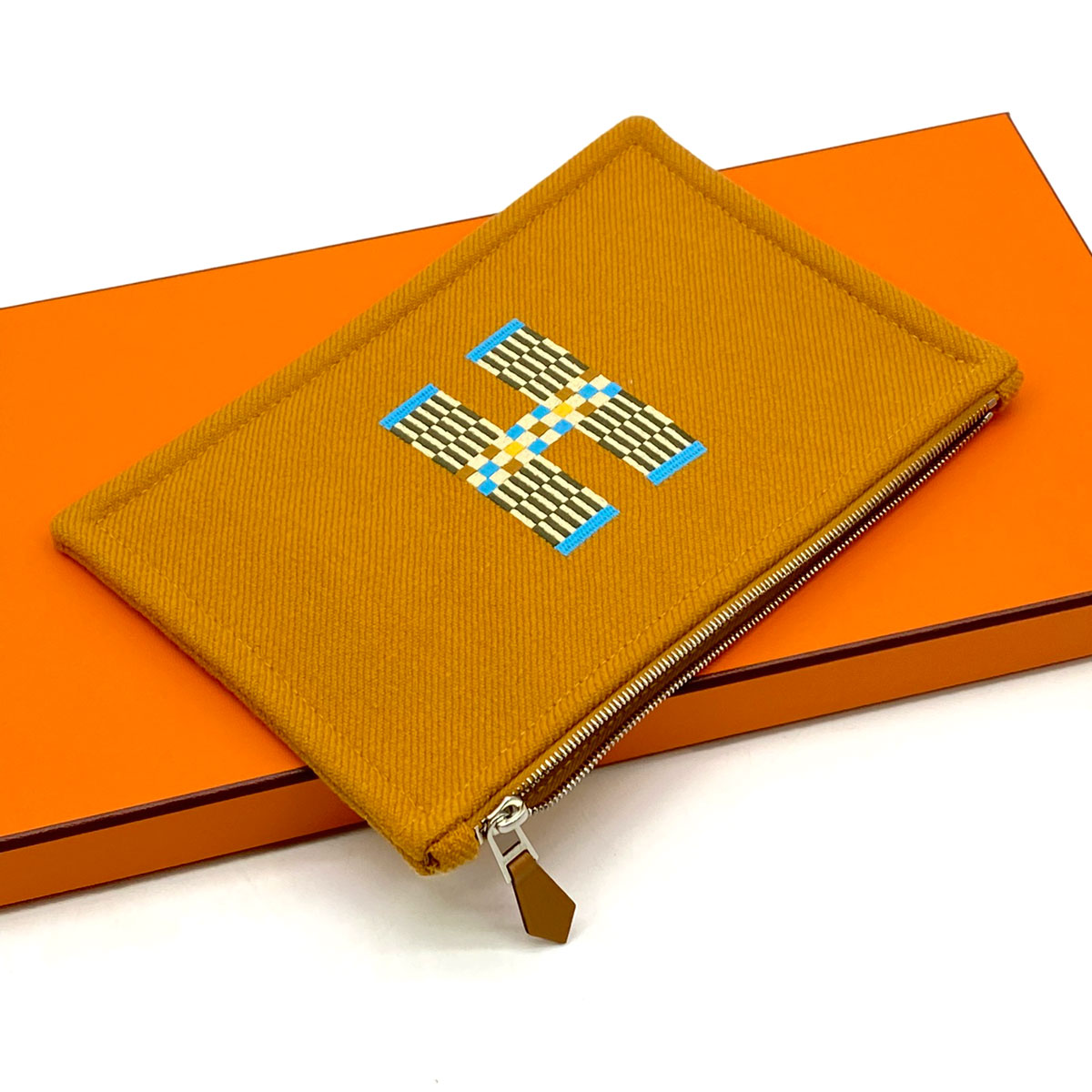 HERMES エルメス フラットポーチ Hナッテ PM コニャック フラット