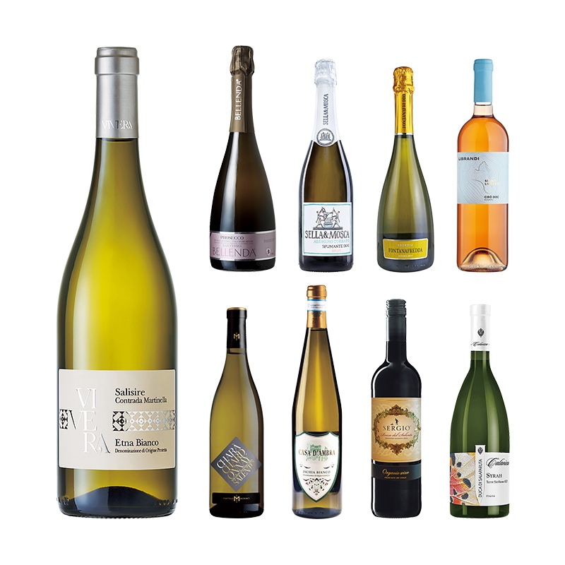 セットワイン シチリア、エトナ、真夏の南イタリア。8月のワインセット