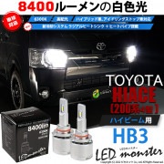 【即納】トヨタ ハイエース［200系 4型 LEDヘッドライト仕様車］対応 ハイビーム用 LED MONSTER L8400 ホワイト LEDハイビームキット バルブ規格：HB3［9005］|ハイエー