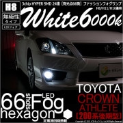 【即納】トヨタ トヨタ　クラウンアスリート［GRS200系 後期］対応 フォグランプ用LED H11 3chip HYPER SMD 24連 LEDカラー：ホワイト6000K 無極性 1セット2個入