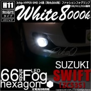 【即納】スズキ スイフト ハイブリッド[ZC53S]対応 フォグランプ用LED H11 3chip HYPER SMD 24連 LEDカラー：ホワイト8000K 無極性 1セット2個入|フォグランプ|
