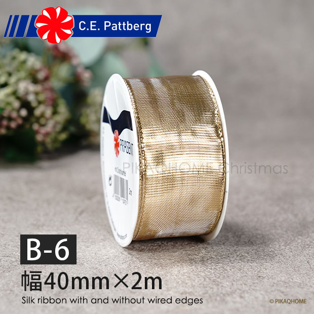 CHRISTMAS VIEWS(ゴールド) シルク ワイヤーリボン ゴールド ゴールド ステッチ 金地に両サイドに金のステッチ Silk ribbon with and without wired edges 幅40mm 長さ2m 1246-834【B-6】