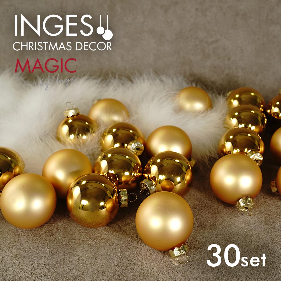 INGE-GLAS MAGIC 6cm玉/インカゴールドガラスボール 30個入りクリスマスツリー オーナメント ガラス製 ボール セット インカゴールド 6cm シャイニー マット 艶あり 艶なし 30個入