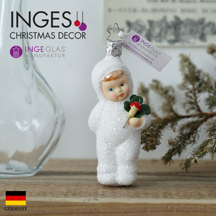 クリスマスツリー オーナメント ドイツ INGE-GLAS MANUFAKTUR（インゲ・グラス）ガラス ［雪のこどもたち］ 四つ葉をもったこども 11cm _[100051]  s60