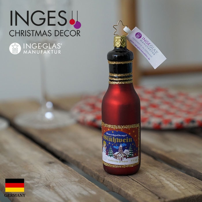 【100099】 クリスマスツリー オーナメント ドイツ INGE-GLAS MANUFAKTUR（インゲ・グラス）クリスマスワイン ブラウン ドリンク お酒 12cm