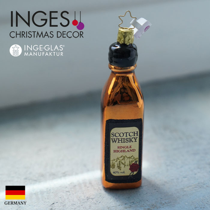 クリスマスツリー オーナメント ドイツ INGE-GLAS MANUFAKTUR（インゲ・グラス）ガラス ハイランドスコッチ ウィスキー スピリッツ ドリンク お酒 12.5cm _[100103]  s60