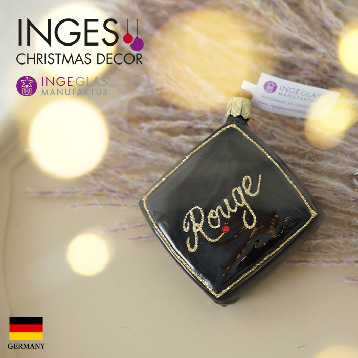 【100110】 クリスマスツリー オーナメント ドイツ INGE-GLAS MANUFAKTUR(インゲ・グラス)【スワロフスキー】グラマールージュ 口紅 コスメ ブラック 10cm