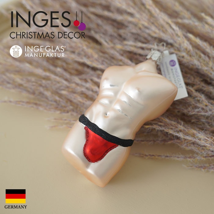 クリスマスツリー オーナメント ドイツ INGE-GLAS MANUFAKTUR（インゲ・グラス）メンズトルソー レッド×ブラックパンツ 11.5cm _[100116]  s60