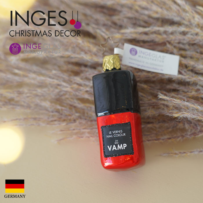 クリスマスツリー オーナメント ドイツ INGE-GLAS MANUFAKTUR（インゲ・グラス）レッド マニキュア コスメ 8cm _[100121]  s60